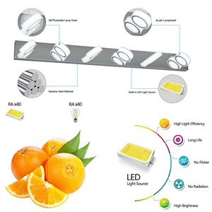 Sleek 45\" Modern 6-<b>Light</b> LED <b>Vanity</b> <b>Light</b> Chrome Wall Fixture for Bathroom <b>Mirror</b> & Shower Decor - Product Image 5