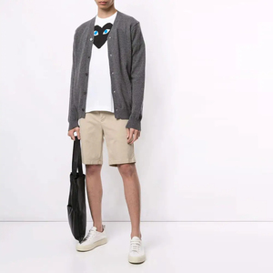 เสื้อยืดแขนสั้นผู้ชายสีขาวพิมพ์ลายหัวใจสีดำและตาสีฟ้าคอกลมลำลองทรงปกติผ้าฝ้ายเจอร์ซีย์ - Product Image 5