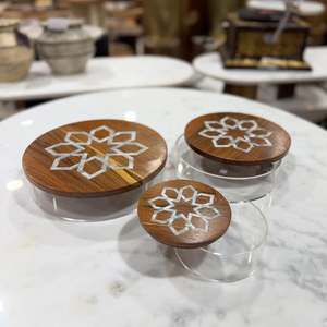 LuxeGrain Pearl Candy Holder Handcrafted Wood & MOP <b>Acrylic</b> Sweet Box for Ramadan 2027 Iftar Tables, Eid & Luxury Interiors - Product Image 4