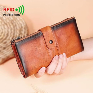 Cartera Larga para Hombre 2026, Precio al por Mayor, Ligera, con Logotipo Personalizado OEM, Cierre de Botón a Presión, Cuero Genuino de Alta Calidad, Tendencia - Product Image 2