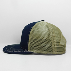 Gorra de béisbol estructurada de 5 paneles con visera plana, de malla, tipo trucker, snapback, de sarga de algodón, ajustable, OEM, personalizada al por mayor - Product Image 3