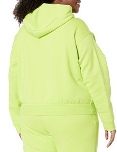 Ensemble de sweat-shirt à capuche vert lime pour femme, matière polaire, couleur unie, manches longues, respirant, grande taille, vêtements d'automne - Product Image 2