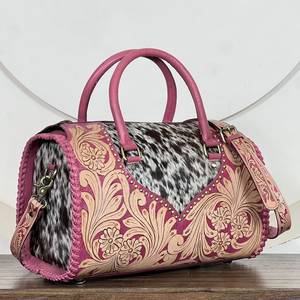 Sac fourre-tout de voyage de luxe pour femme en cuir véritable, grande capacité, léger, écologique, avec motif floral gaufré, style designer - Product Image 4