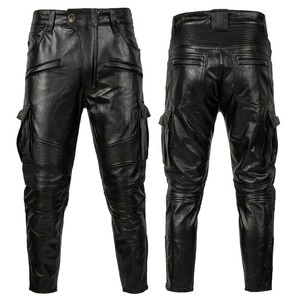 Men's Premium Quality Lightweight Canvas Straight Leather Pants Stylish Shiny Customized Vintage Street Style <b>Waterproof</b> Zipper - Product Image 1