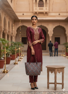 Sac fourre-tout de luxe Midnight Paisley pour femme, ensemble 3 pièces, pochette bandoulière, portefeuille, tissu écologique, pour le bureau et le quotidien - Product Image 2