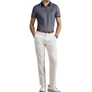 Camisa de Manga Corta con Cuello para Hombre, Corte Entallado, Tejido de Punto Sólido, Estilo Casual Elegante, Suave, Elástica, Transpirable, 100% Algodón, Moderna y Ajustada - Product Image 6