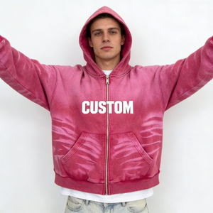 Sudadera con Capucha para Hombre, Estilo Moderno, Verde Oscuro, Tie Dye, Talla Grande, Cierre Frontal con Cremallera, Bolsillo Tipo Canguro, Estampado de Letras Personalizado, Informal para Uso Diario - Product Image 4