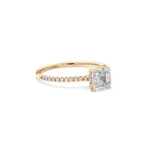 แหวนเพชรทรง Asscher ขนาด 1.31 กะรัต เพชรเลี้ยงในห้องปฏิบัติการ ประดับด้วยวงแหวนรอบเพชรแบบซ่อน ตัวเรือนทองคำแท้ 14K เพชร HPHT CVD เครื่องประดับชั้นดี - Product Image 3