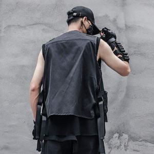 Cyber <b>Black</b> Techwear <b>Vest</b> Cargo Pockets Japanese Anime Cyberpunk Coat Top Quality Techwear <b>Vest</b> Custom <b>Vest</b> for Men - Product Image 2