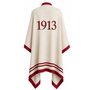 Cape-châle en laine Delta Sigma Theta 1913, poncho long imprimé par transfert thermique, écharpe d'hiver pour femme - Product Image 6