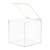 Boîte de présentation en acrylique transparente avec couvercle à charnière, vitrine cube pour bijoux, objets de collection, présentoirs de vente au détail, étui anti-poussière en acrylique