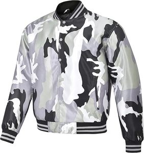 เสื้อแจ็คเก็ตเบสบอลทรงบอมเบอร์ลายพรางผ้าซาตินโพลีเอสเตอร์สไตล์เรโทรติดกระดุมลำลองพิมพ์ลายซับลิเมชั่นปักลายตัวอักษรสำหรับผู้ชายใส่ในฤดูหนาว - Product Image 3