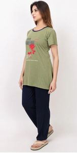 High Quality Plus Size Women's Summer Cotton <b>Pajama</b> <b>Suit</b> Quick Dry Elastic Waist Comfortable Sleepwear for All Sizes Best Price - Product Image 5