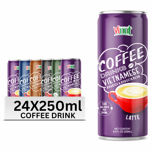กาแฟลาเต้ อาราบิก้าและโรบัสต้า 250 มล. ปราศจาก GMO ปราศจากนม ปราศจากกลูเตน รับผลิตแบบ OEM ODM แบรนด์ส่วนตัว - Product Image 1