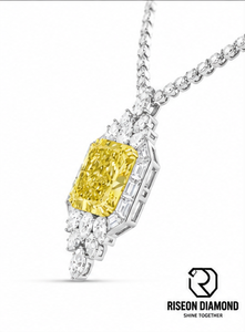 จี้เพชรเหลืองทรงแฟนซี ประดับด้วยทองคำขาว 18K พร้อมสร้อยแบบเทนนิสทรงบาแกตต์ มาร์คีส์ และทรงฮาโล เครื่องประดับหรูหรา - Product Image 2