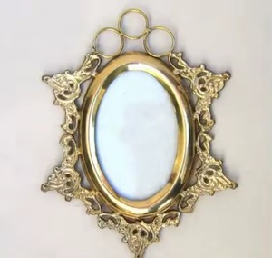 Traditional Ornate <b>Gold</b> Brass Wall <b>Mirror</b> <b>Framed</b> Decorative Accent with Scroll Design - Product Image 5