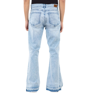 Jeans de mezclilla acampanados para hombre, talla M, lavado, cintura media, color liso, estilo vintage, pierna ancha, casual, mezcla de algodón, otoño-invierno, de secado rápido y transpirables. - Product Image 2