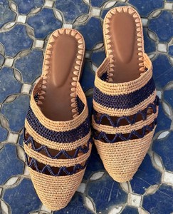 Handmade Raffia Sandals: Woven <b>Mules</b> with Leather Lining - Product Image 3