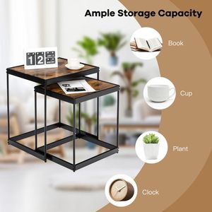 Tavolini da caffè classici moderni da 2 pezzi per soggiorno in stile classico - Product Image 6