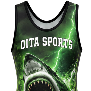 Men Green Black Sublimated Wrestling Singlet Polyester Wrestling Apparel <b>Athletic</b> Competition Training Match Uniform - Product Image 4