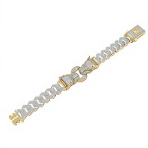 Pulsera de eslabones cubanos con incrustaciones de diamantes de moissanita, cierre de cabeza de león, chapada en rodio, joyería de lujo estilo Hip Hop - Product Image 1