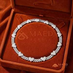 Moissanite Heart Cuban Link Necklace <b>Iced</b> <b>Out</b> 925 Sterling Silver Hip Hop <b>Chain</b> Luxury Jewelry for Women Men - Product Image 1
