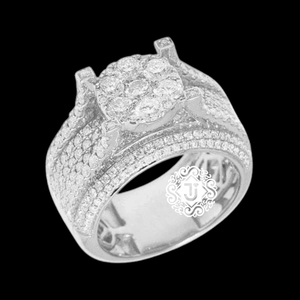 Anillo de Lujo Tasnim Estilo Hiphop con Letra, Chapado en Oro Blanco, con Diamante Moissanita VVS de Corte Brillante Redondo, Engaste Prong, Unisex, para Boda - Product Image 2