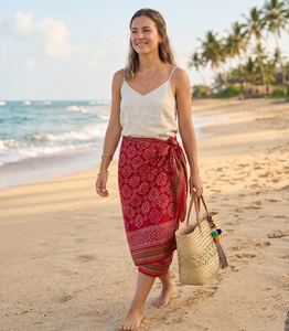 Hand Block Print With Zari Border Sarong Indian <b>Boho</b> Wrap <b>Skirt</b> Wholesale Resort Wear Sarong Cotton Pareo Wrap Supplier - Product Image 3