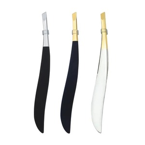Pinzas para Cejas de Acero Inoxidable Chapadas en Oro de Lujo con Punta Curva y Puntiaguda, Antiestáticas, con Mango Cómodo, en Negro, Blanco y Plateado - Product Image 1