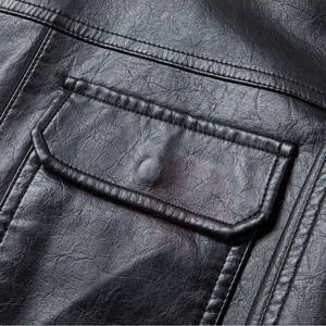 Chaqueta de Cuero Premium para Hombre, Color Sólido, Logotipo Personalizado, Servicios OEM y ODM de Alta Calidad - Product Image 3