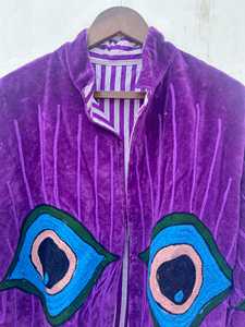 Chaqueta de terciopelo Suzani Boho con ojos malvados bordados a mano, chaqueta étnica, ropa festiva, chaqueta acolchada, regalo para ella - Product Image 6