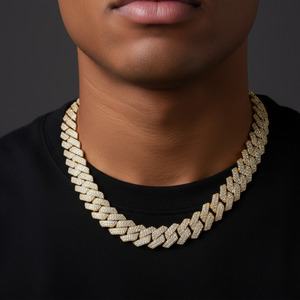 Collier chaîne cubaine Iced Hip Hop en or 18 carats plaqué, avec diamants de laboratoire certifiés IGI VVS, testés au détecteur de diamants, pour hommes et femmes - Product Image 1