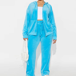 Womens Sweatsuit Set Velour Tracksuit Loungewear 2 Piece Hoodie Sweatshirt Sport <b>Pants</b> Athletic Outfits - Product Image 2