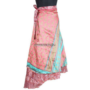 Nuevo Sarong de Seda de Dos Capas, Falda Envolvente Reversible de Seda Mágica de 38 Pulgadas, Falda Halter Tubo, Hecho a Mano en India, Último Estilo - Product Image 5