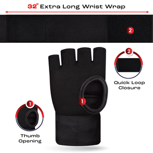 Half Finger Training Gloves With Velcro Wrist Support For Boxing Inner And Martial Arts Unisex Nylon Material - Product Image 2