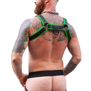 Jockstrap de Cuero para Hombre, Estilo Deportivo, con Ribete Verde Lima, Ropa Interior Fetiche de Cuero Premium, Tirantes Ajustables - Product Image 3