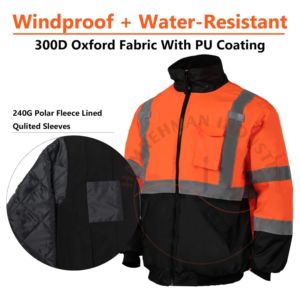 Windproof Reflective Safety Bomber Jacket Set Reflective Safety Clothing in Cotton Blends Jacket Workwear Softshell - Product Image 5