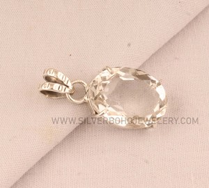 Vintage Natural <b>Crystal</b> Quartz 925 Sterling Silver Wholesale Oval Cut Clear Quartz Gemstone Pendant Handmade Silver <b>Jewelry</b> for - Product Image 3