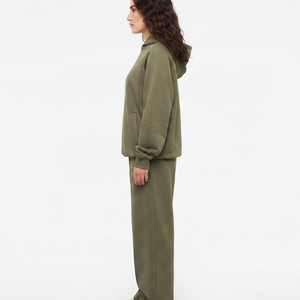 Conjunto Deportivo Completo con Capucha para Mujer, Color Verde Oliva, de Algodón, Transpirable, Antiarrugas, Antibolitas, de Alta Calidad, Estilo Casual - Product Image 6