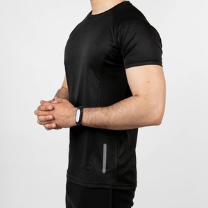 Camiseta Casual para Hombre, Negra, Cuello Redondo, Manga Raglán, Secado Rápido, Corte Regular, Tejido de Punto, 100% Algodón, Transpirable - Product Image 3