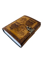 Nouveauté 2026 : Journal artisanal en cuir véritable à 100 % avec motif hibou gaufré, pages blanches vierges, couverture rigide, pour hommes et femmes
