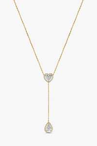 Colliers Y en or massif 14K avec diamants de laboratoire ronds, en forme de poire et en forme de cœur, 42 cm, fermoir mousqueton, sertissage halo, style minimaliste moderne, prix d'usine - Product Image 5
