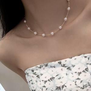 Collar de Perlas de Alta Gama con Diseño de Cielo Estrellado, Estilo Japonés y Coreano, 9-10 Perlas, Cadena de Clavícula con Nudo de Bambú Francés - Product Image 3