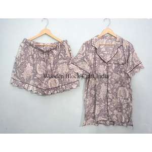 Conjuntos de Pijamas de Algodón 100% Puro, Lujosos, Elegantes, Románticos, Clásicos, Vintage, para Invierno y Verano, con Estampado a Mano, Tipo Canguro - Product Image 2