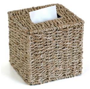Artex Hai Nam - Cubierta para caja de pañuelos de papel de junco marino tejido, organizador de estilo bohemio, color natural, forma cuadrada - Product Image 1