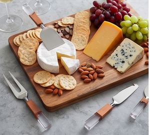 Juego de utensilios para queso de acero inoxidable con mangos de madera y agarre acrílico, utensilios de cocina duraderos para servir queso y uso en hoteles - Product Image 6