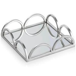 Bandeja de Servicio de Metal con Asas Laterales, Decoración de Mesa Estándar, Textura en Relieve con Forma de Rama de Hojas - Product Image 5