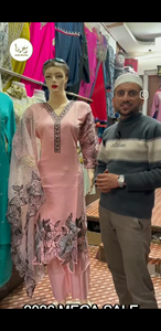 Vestido de Seda Rosa Pálido de Manga Corta, con Bordes Festoneados, Elástico en Cuatro Direcciones, Talla Grande, Lujoso, Festivo, para Primavera - Product Image 3