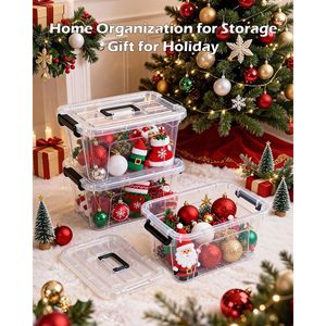Plastic <b>Storage</b> <b>Bins</b> with <b>Lids</b> 6 Pack 7 Quart Stackable Organizer Totes with Buckle Latches and Handles - Product Image 2