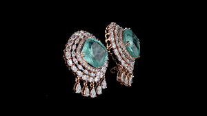 Russian <b>Emerald</b> and Lab Grown Diamond 14K Gold IGI Certified <b>Stud</b> Earrings for Women Bridal Party Wear Statement Wedding Jewelry - Product Image 2